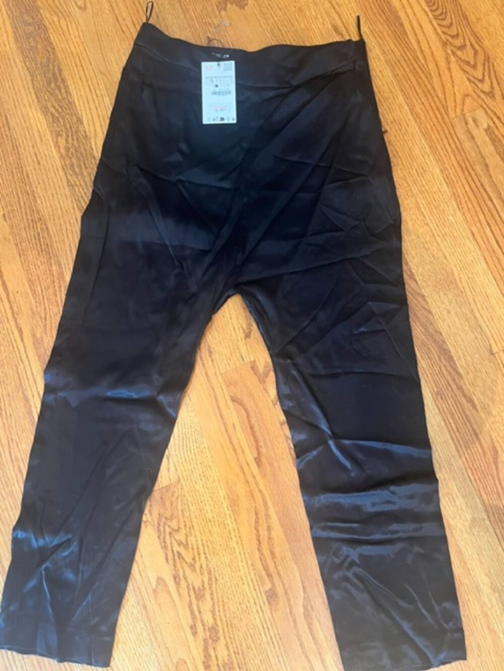 Zara Black Satin Trousers NWT Size S
